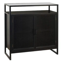 2-Drawer Black Metal Display Cabinet, 32x34