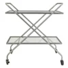 2-Tier Glass Shelf Bar Cart With Metal Frame