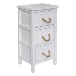 3-Drawer Distressed White Cabinet