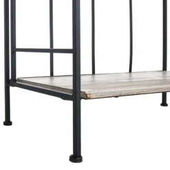 4-Tier Black Metal Baker Rack With Folding Wood Top Shelves -Accent Aura Furniture Store 4 tier black metal baker rack with folding wood top shelves 4