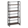 4-Tier Dakota Black & Brown Industrial Modern Bookshelf, 49"