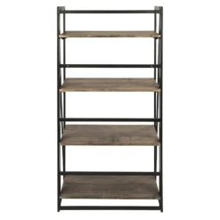 4-Tier Dakota Black & Brown Industrial Modern Bookshelf, 49" -Accent Aura Furniture Store 4 tier dakota black brown industrial modern bookshelf 49 2