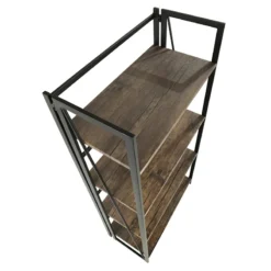 4-Tier Dakota Black & Brown Industrial Modern Bookshelf, 49" -Accent Aura Furniture Store 4 tier dakota black brown industrial modern bookshelf 49 4