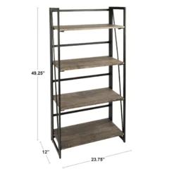 4-Tier Dakota Black & Brown Industrial Modern Bookshelf, 49" -Accent Aura Furniture Store 4 tier dakota black brown industrial modern bookshelf 49 8