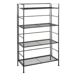 4-Tier Metal Folding Rack With Wire Shelves