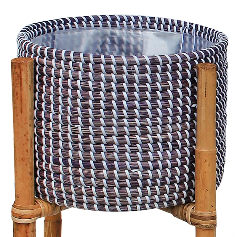 8.6in Bamboo Rattan Planter Stnd 2 8.6in Bamboo Rattan Planter Stnd - Image 2