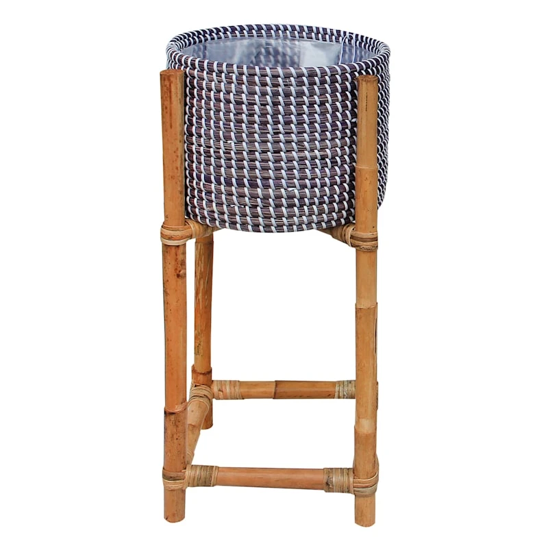 8.6in Bamboo Rattan Planter Stnd 1 8.6in Bamboo Rattan Planter Stnd