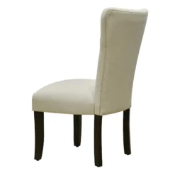 9-Button Natural Parson Dining Chair -Accent Aura Furniture Store 9 button natural parson dining chair 2