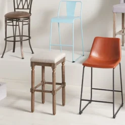 Ainsley Upholstered Tan Wood Counter Stool With Nailhead Trim, 26" -Accent Aura Furniture Store ainsley upholstered tan wood counter stool with nailhead trim 26 3