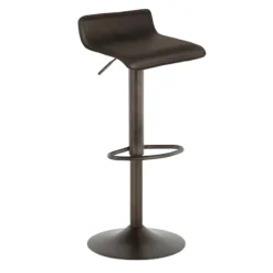 Ale Adjustable Faux Leather Barstool, Bronze