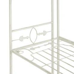 Antique White Metal Baker's Rack With Folding Shelves, 51" -Accent Aura Furniture Store antique white metal bakers rack with folding shelves 51 4