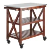 Antwerp Wood Bar Cart With Metal Top And Towel Hooks