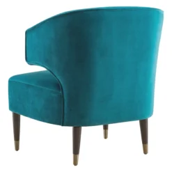 Aura Green Velvet Wrap Around Armchair With Brass Capped Legs -Accent Aura Furniture Store aura green velvet wrap around armchair with brass capped legs 2