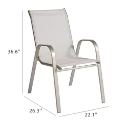Beige & Champagne Sling Stacking Chair -Accent Aura Furniture Store beige champagne sling stacking chair 5