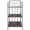 Black 3 Tier Metal Baker Rack With Folding Wood Top Shelves