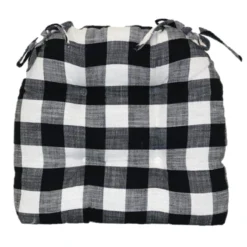 Black Cotton Buffalo Check Chair Pad