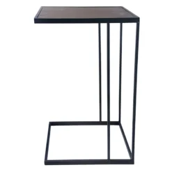 Black Metal C-Table With Dark Wooden Top