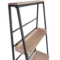 Black Metal Folding Rack With Wood Tray Layer -Accent Aura Furniture Store black metal folding rack with wood tray layer 3