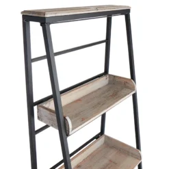 Black Metal Folding Rack With Wood Tray Layer -Accent Aura Furniture Store black metal folding rack with wood tray layer 4