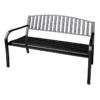 Black Steel Slat-Back Indoor & Outdoor Bench