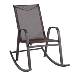 Brown Sling Patio Rocking Chair