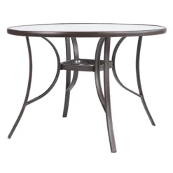 Brown Steel Round Table, 42" -Accent Aura Furniture Store brown steel round table 42 1