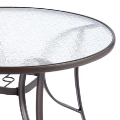Brown Steel Round Table, 42" -Accent Aura Furniture Store brown steel round table 42 5
