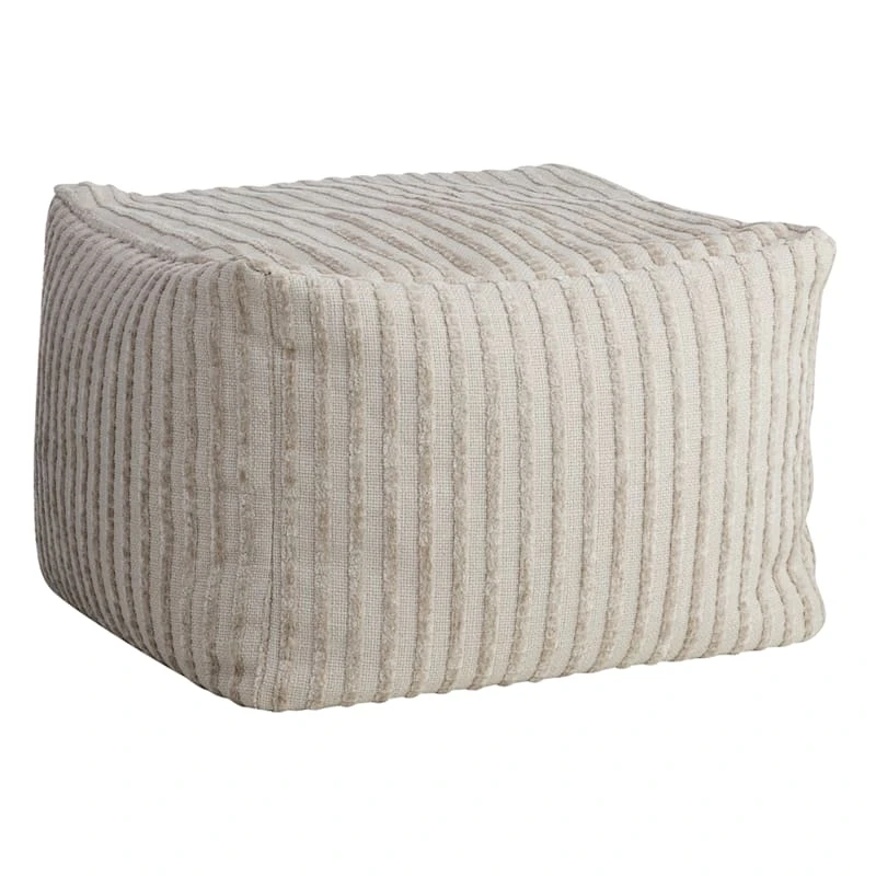 Bubble Dot Striped Pouf, Silver Birch 1 Bubble Dot Striped Pouf, Silver Birch