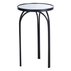Colton Mirrored-Top Accent Table, Black