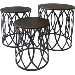 Copper Round Metal Side Table, Small -Accent Aura Furniture Store copper round metal side table small 2