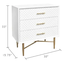 Crosby St 3-Drawer Studio Cabinet, White -Accent Aura Furniture Store crosby st 3 drawer studio cabinet white 3