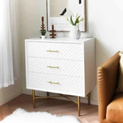 Crosby St 3-Drawer Studio Cabinet, White -Accent Aura Furniture Store crosby st 3 drawer studio cabinet white 4