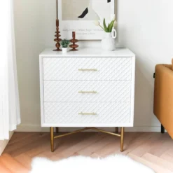 Crosby St 3-Drawer Studio Cabinet, White -Accent Aura Furniture Store crosby st 3 drawer studio cabinet white 5