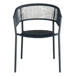 Crosby St Brody Curved-Back Black Wicker Outdoor Chair -Accent Aura Furniture Store crosby st brody curved back black wicker outdoor chair 2