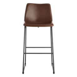 Crosby St Drake Espresso Brown Faux Leather Barstool -Accent Aura Furniture Store crosby st drake espresso brown faux leather barstool 2