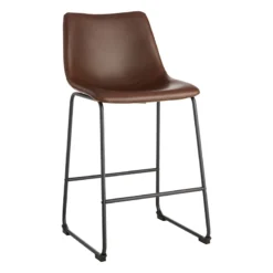 Crosby St Drake Espresso Brown Faux Leather Counter Stool