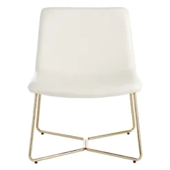 Crosby St Drake Faux Leather Lounge Chair, White -Accent Aura Furniture Store crosby st drake faux leather lounge chair white 1