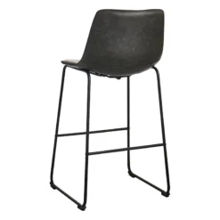 Crosby St Drake Modern Faux Leather Industrial Barstool, Dark Grey -Accent Aura Furniture Store crosby st drake modern faux leather industrial barstool dark grey 2