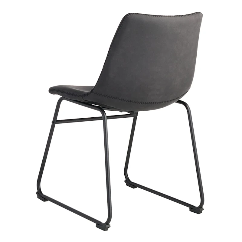 Crosby St Drake Modern Industrial Faux Leather Dining Chair, Grey 3 Crosby St Drake Modern Industrial Faux Leather Dining Chair, Grey - Image 3