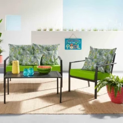 Crosby St Grammercy Black Steel Slat Loveseat -Accent Aura Furniture Store crosby st grammercy black steel slat loveseat 2