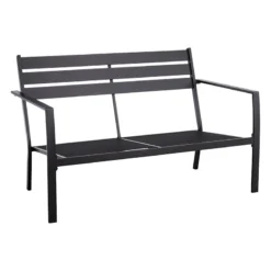 Crosby St Grammercy Black Steel Slat Loveseat