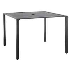 Crosby St Grammercy Black Steel Slat Outdoor Dining Table, 40"
