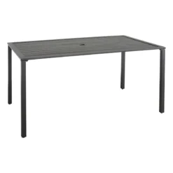 Crosby St Grammercy Black Steel Slat Outdoor Dining Table, 60x36