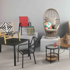 Crosby St Grammercy Black Steel Slat Outdoor Dining Table, 60x36 -Accent Aura Furniture Store crosby st grammercy black steel slat outdoor dining table 60x36 4