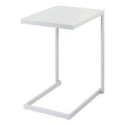 Crosby St Grammercy Outdoor Steel Slat C-Table, White -Accent Aura Furniture Store crosby st grammercy outdoor steel slat c table white 2