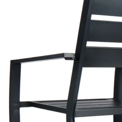 Crosby St Grammercy Stackable Steel Slat Outdoor Chair, Black -Accent Aura Furniture Store crosby st grammercy stackable steel slat outdoor chair black 3