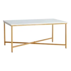 Crosby St Isabella Gold Coffee Table With Marble Top