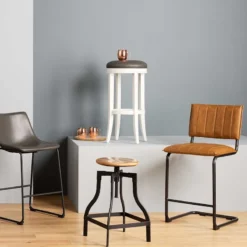 Crosby St Luka Faux Leather Counter Stool, Light Brown -Accent Aura Furniture Store crosby st luka faux leather counter stool light brown 5