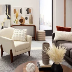 Crosby St Remi Cream Boucle Armchair -Accent Aura Furniture Store crosby st remi cream boucle armchair 3