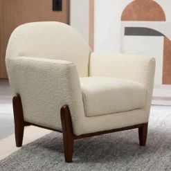 Crosby St Remi Cream Boucle Armchair -Accent Aura Furniture Store crosby st remi cream boucle armchair 4